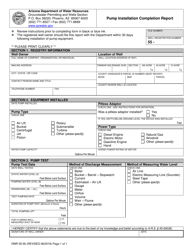 Form DWR55-56 Pump Installation Completion Report - Arizona