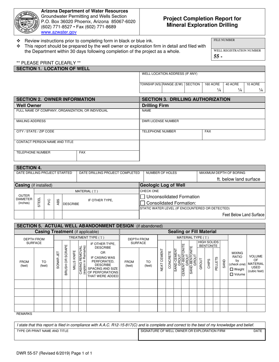 Form DWR5557 Download Printable PDF or Fill Online Project Completion