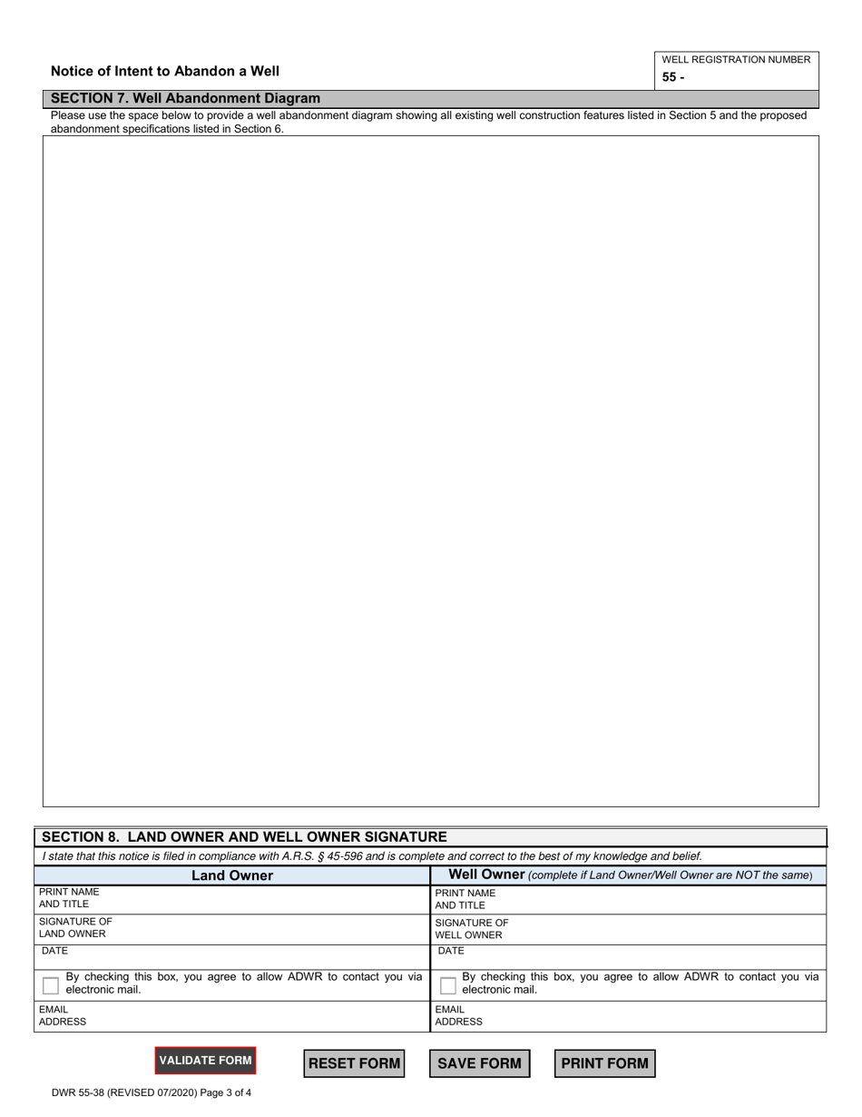 Form DWR55-38 Notice of Intent to Abandon a Well - Arizona, Page 3