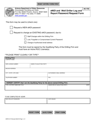 Form DWR55-75 &quot;Enoi and Well Driller Log and Report Password Request Form&quot; - Arizona