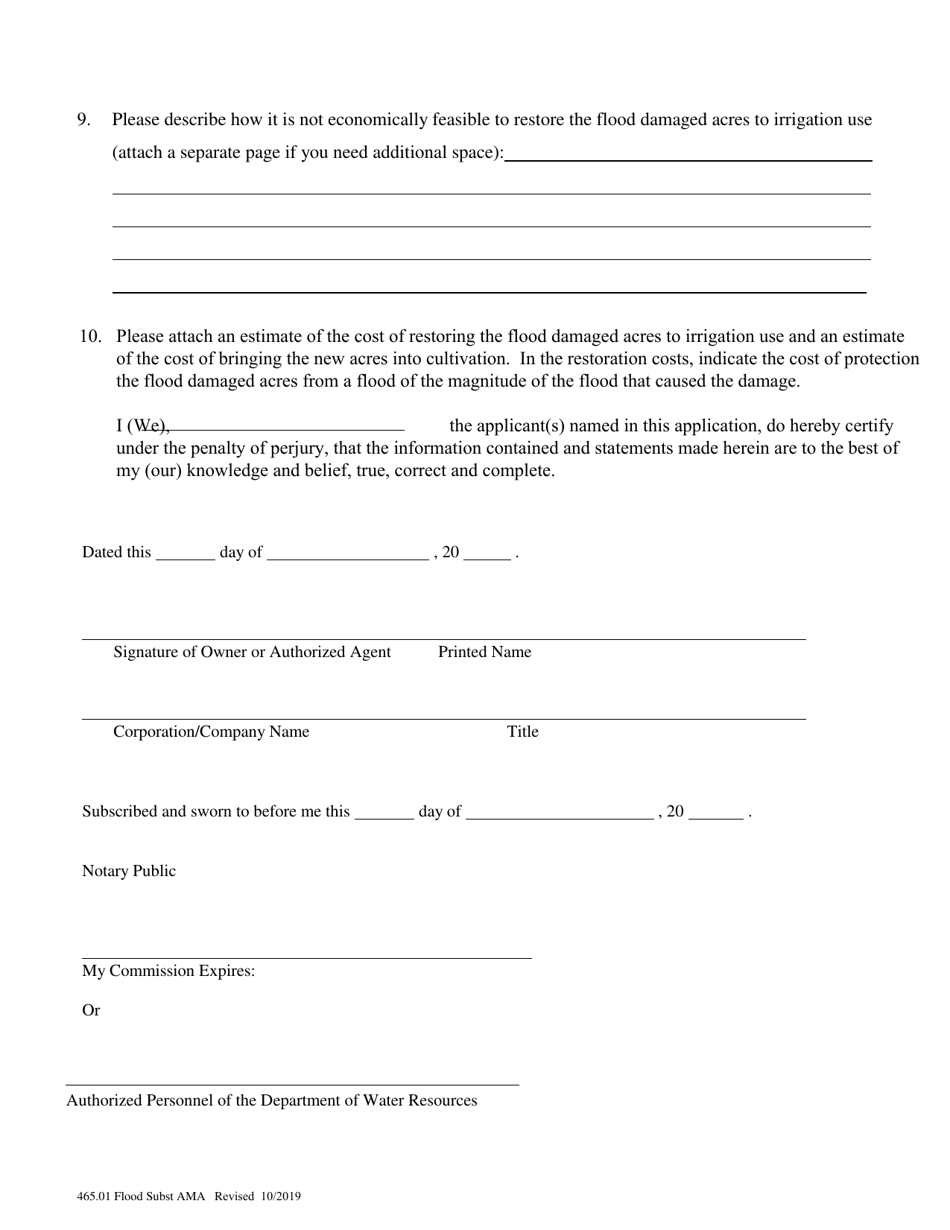 Application to Substitute Flood Damaged Acres Within an Active Management Area Pursuant to a.r.s. 45-465.01 - Arizona, Page 2