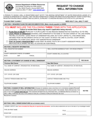 Document preview: Form DWR55-71A Request to Change Well Information - Arizona