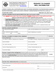 Form DWR55-71A Request to Change Well Information - Arizona