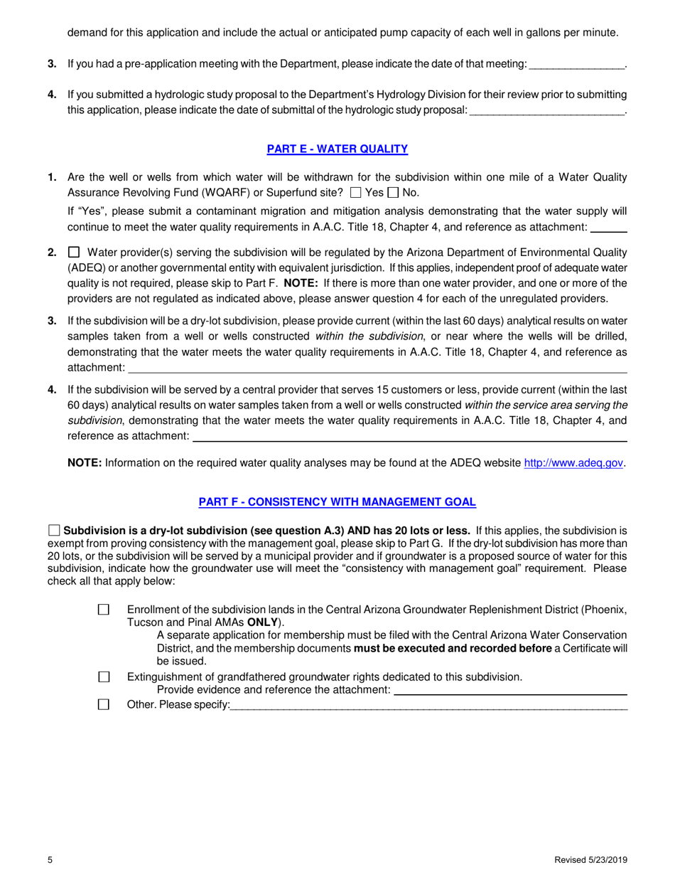 Application for a Certificate of Assured Water Supply - Arizona, Page 6