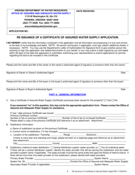 Application for Re-issuance of a Certificate of Assured Water Supply - Arizona, Page 3
