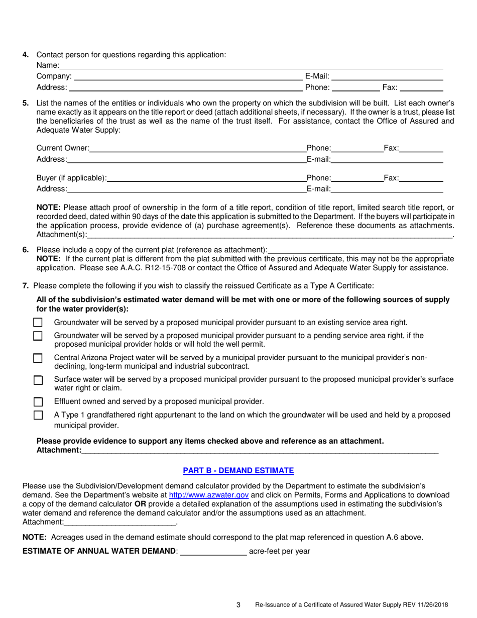 Application for Re-issuance of a Certificate of Assured Water Supply - Arizona, Page 4