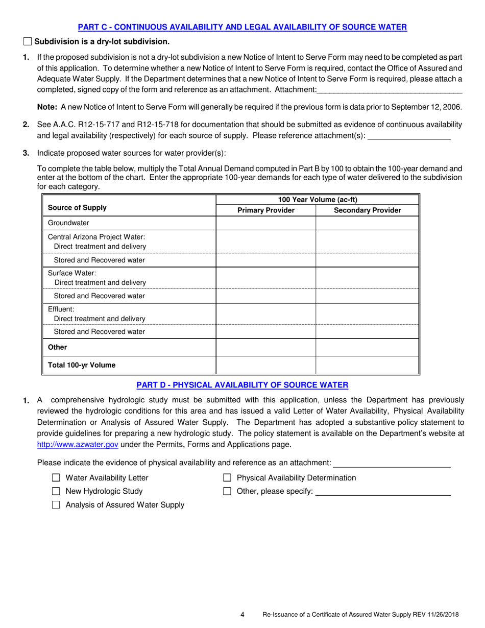 Application for Re-issuance of a Certificate of Assured Water Supply - Arizona, Page 5