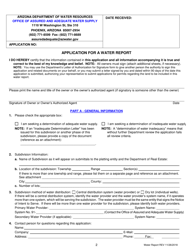 Application for a Water Report - Arizona, Page 3