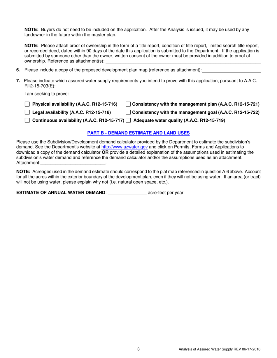 Application for an Analysis of Assured Water Supply - Arizona, Page 4