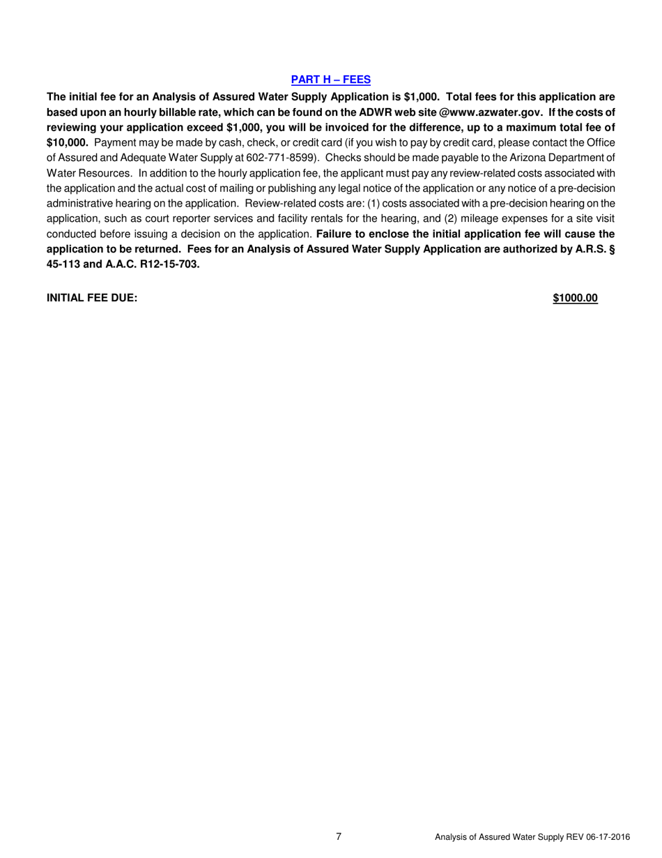 Application for an Analysis of Assured Water Supply - Arizona, Page 8
