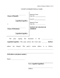 Form 1 Notice of Change of Address - Arizona