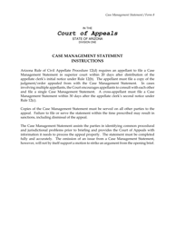 Form 8 Case Management Statement - Arizona