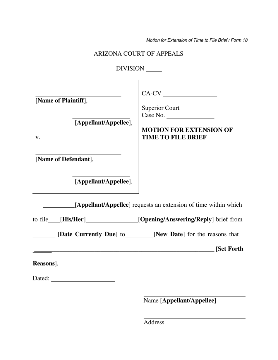 Form 18 Fill Out Sign Online and Download Printable PDF Arizona