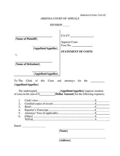 Form 22  Printable Pdf