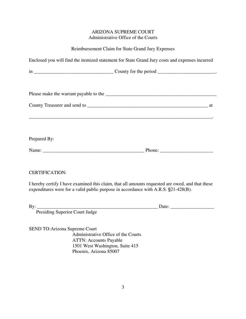 Reimbursement Claim for State Grand Jury Expenses - Arizona, Page 3