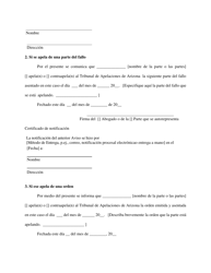 Formulario 3 Aviso De Apelacion/Aviso De Contraapelacion/Aviso Enmendado De Apelacion - Arizona (Spanish), Page 2