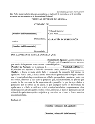 Document preview: Formulario 14 Garantia De Suspension - Arizona (Spanish)