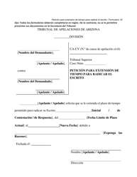 Formulario 18 Peticion Para Extension De Tiempo Para Radicar El Escrito - Arizona (Spanish)