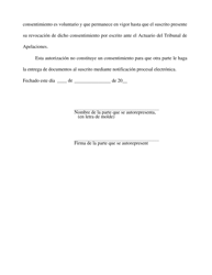 Formulario 26 Consentimiento Para La Distribucion Electronica Por El Actuario De Apelaciones - Arizona (Spanish), Page 2