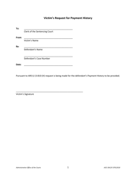 Form AOC GN12F &quot;Victim's Request for Payment History&quot; - Arizona