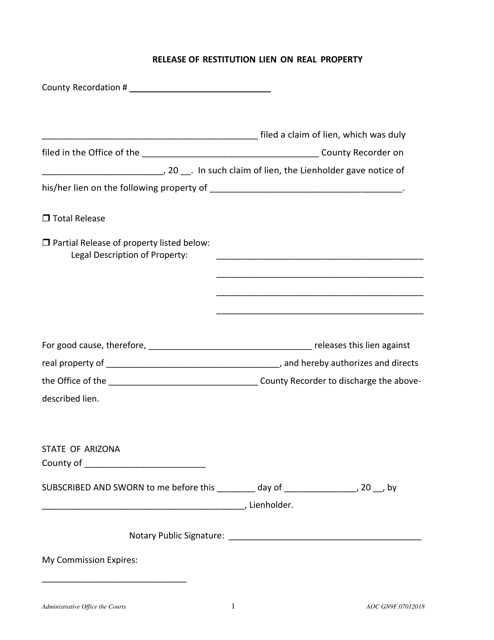 Form AOC GN9F  Printable Pdf