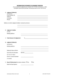 Form AOC GN7F Information Statement of Judgment Creditor - Arizona