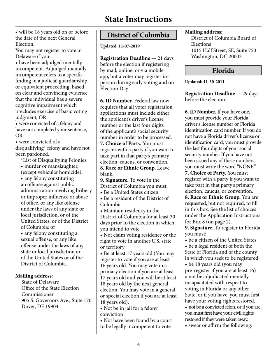 Register to Vote in Your State by Using This Postcard Form and Guide, Page 11