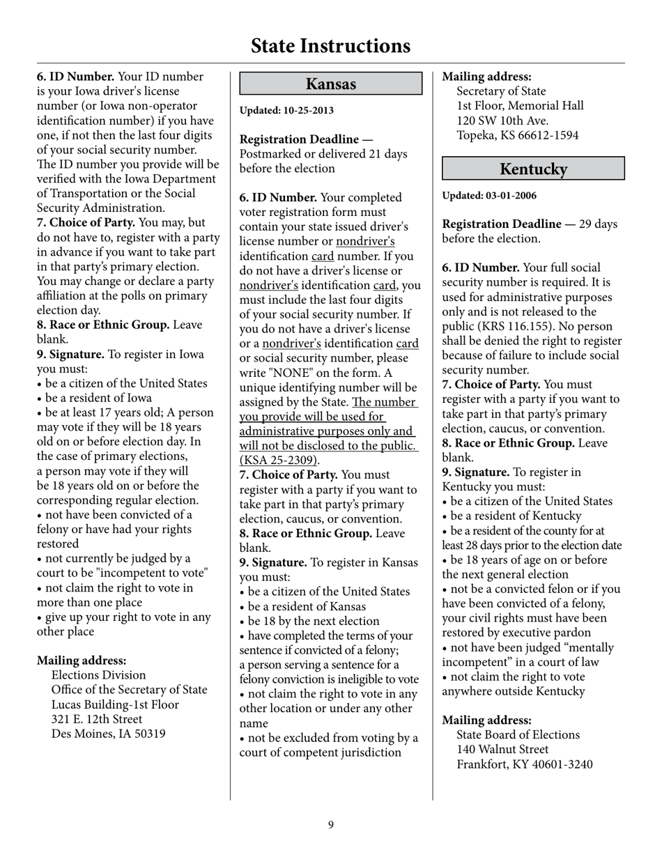 Register to Vote in Your State by Using This Postcard Form and Guide, Page 14