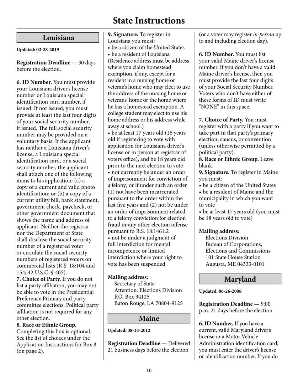 Register to Vote in Your State by Using This Postcard Form and Guide, Page 15