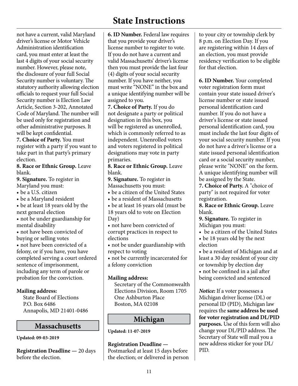 Register to Vote in Your State by Using This Postcard Form and Guide, Page 16