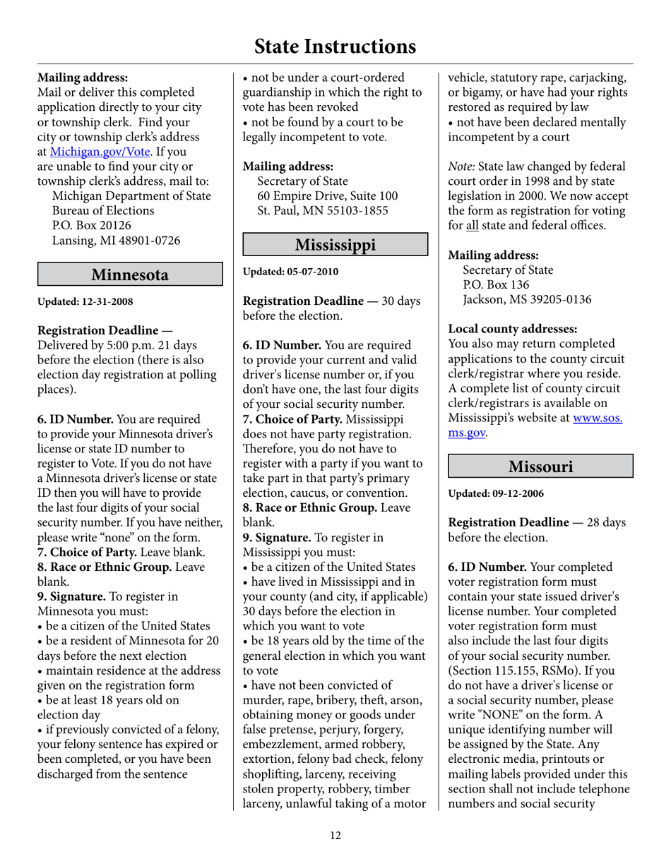 Register to Vote in Your State by Using This Postcard Form and Guide, Page 17