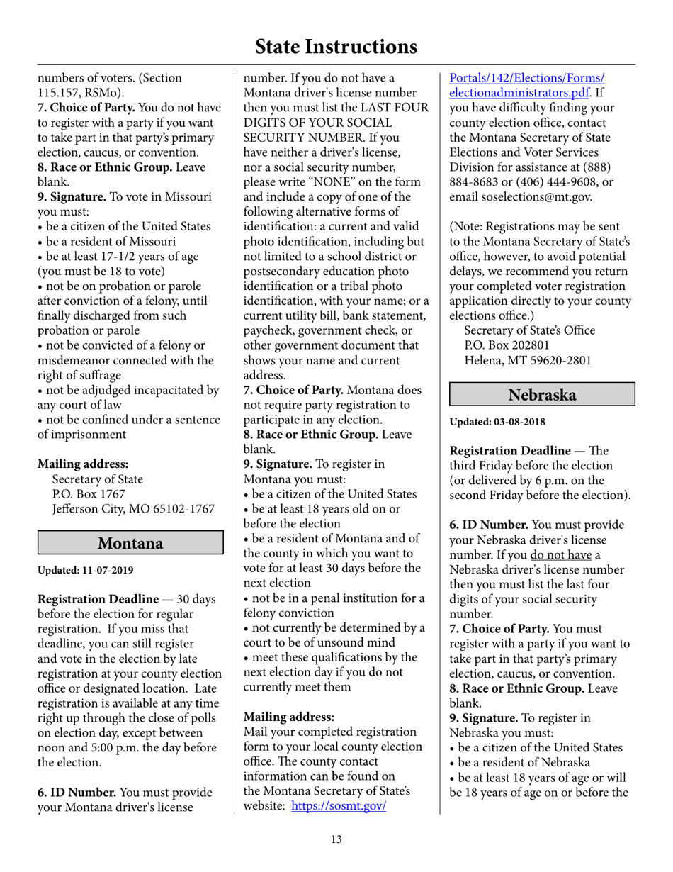 Register to Vote in Your State by Using This Postcard Form and Guide, Page 18