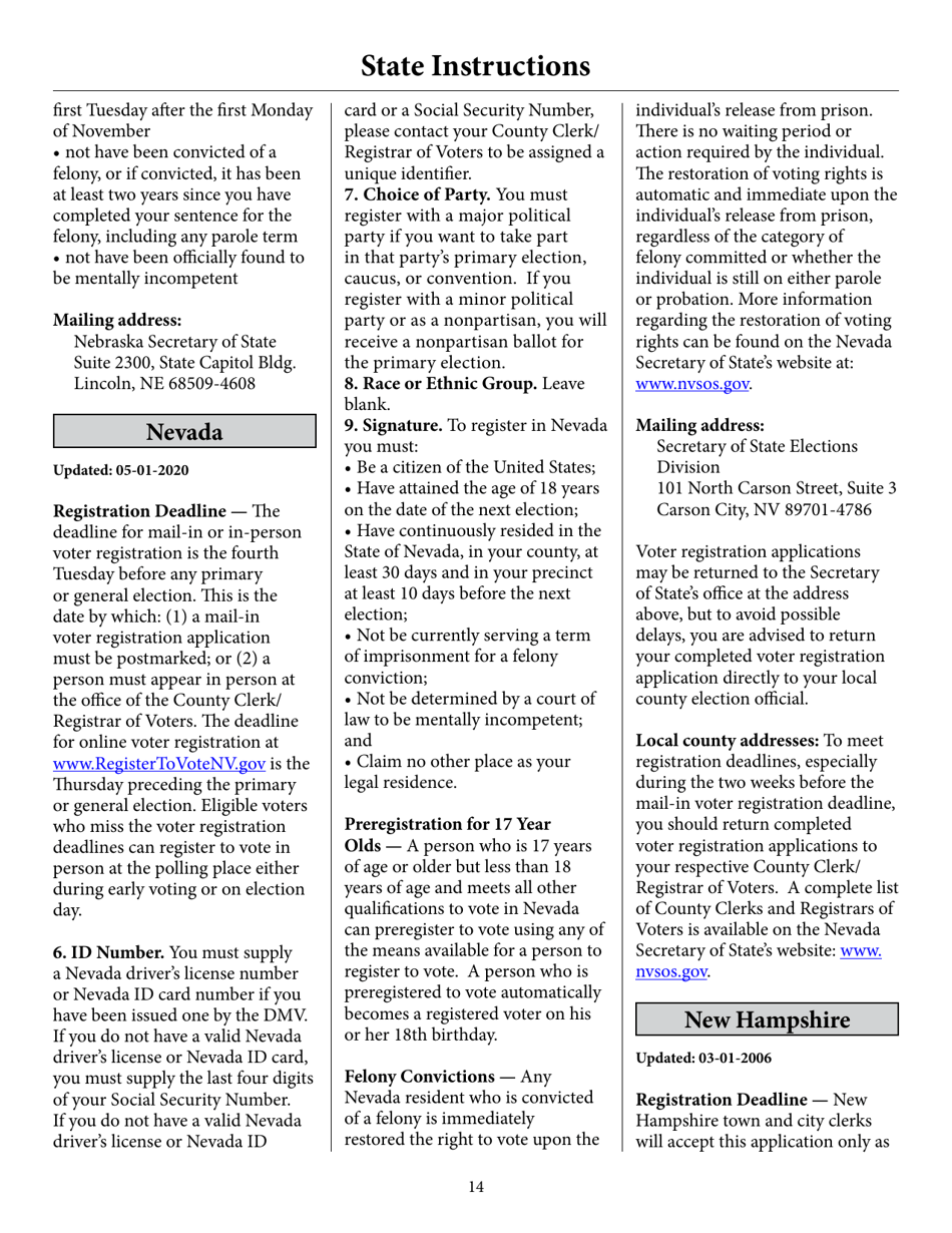 Register to Vote in Your State by Using This Postcard Form and Guide, Page 19