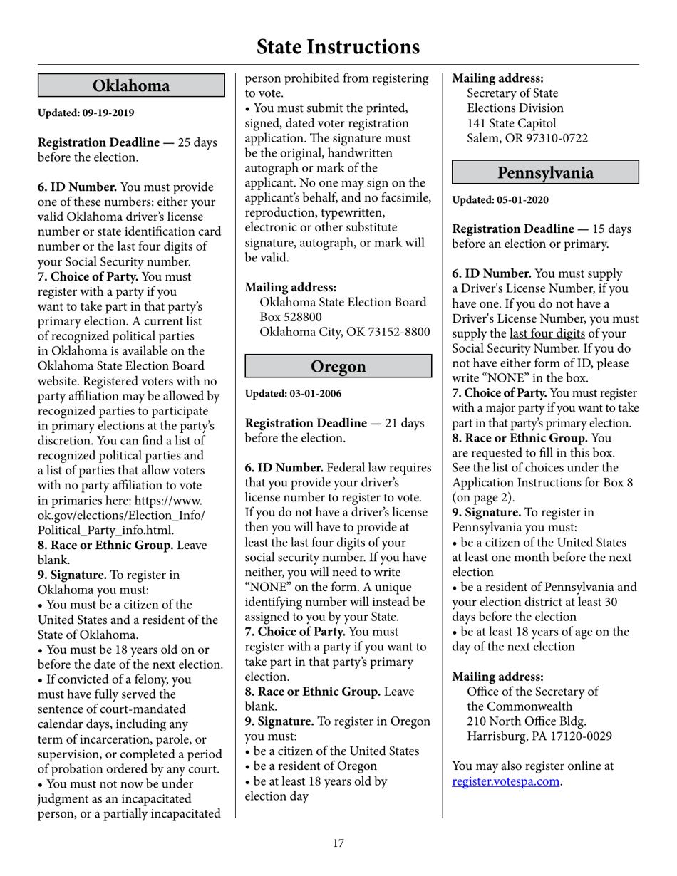 Register to Vote in Your State by Using This Postcard Form and Guide, Page 22