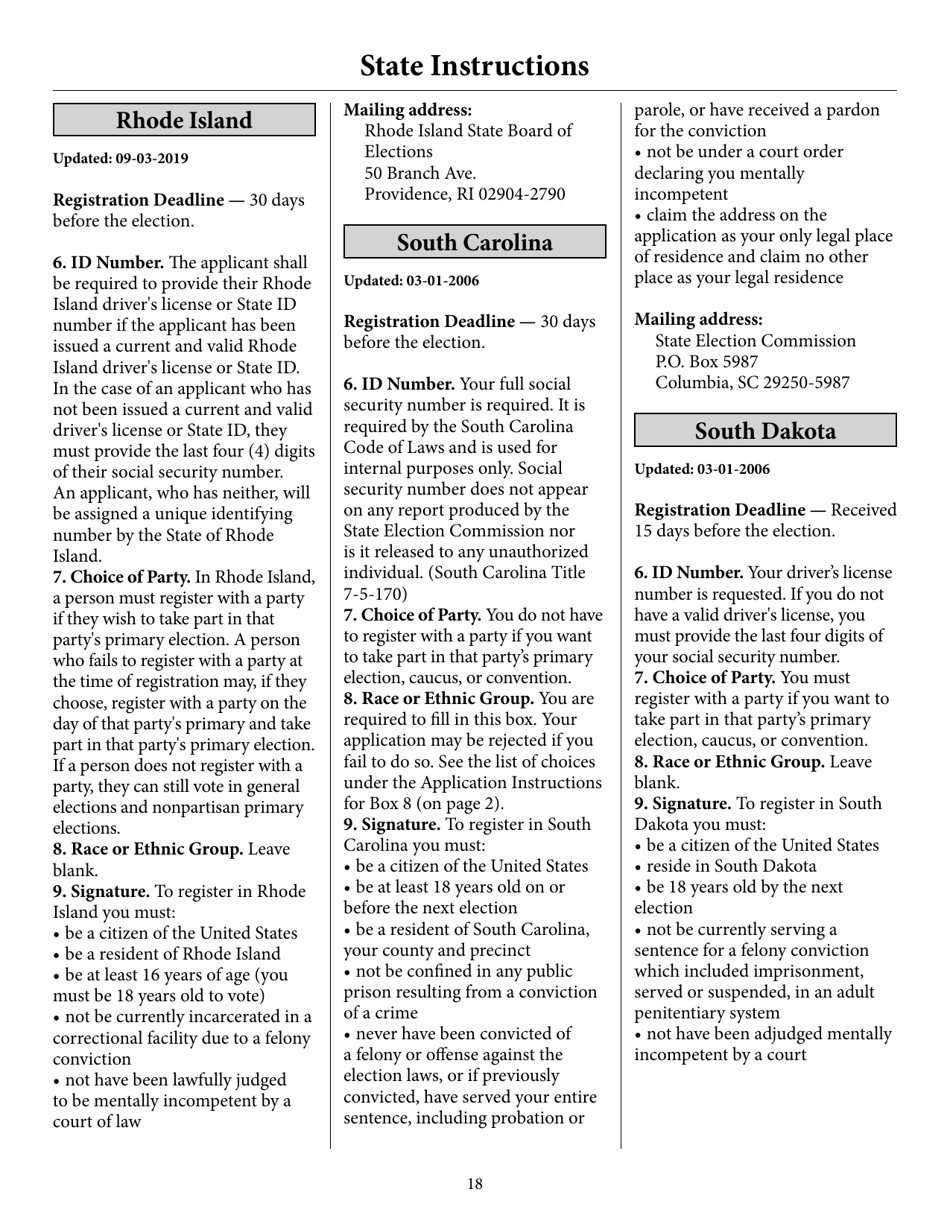 Register to Vote in Your State by Using This Postcard Form and Guide, Page 23