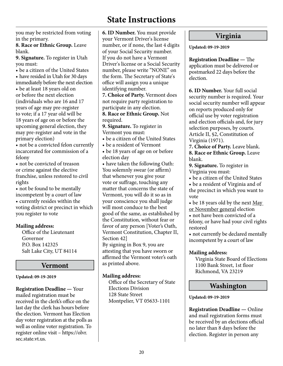 Register to Vote in Your State by Using This Postcard Form and Guide, Page 25