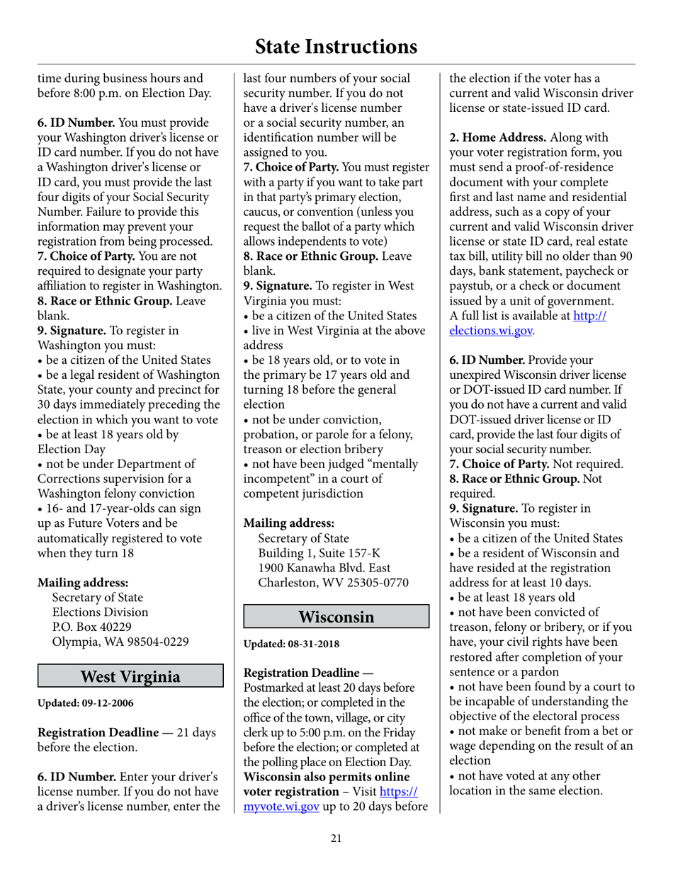Register to Vote in Your State by Using This Postcard Form and Guide, Page 26