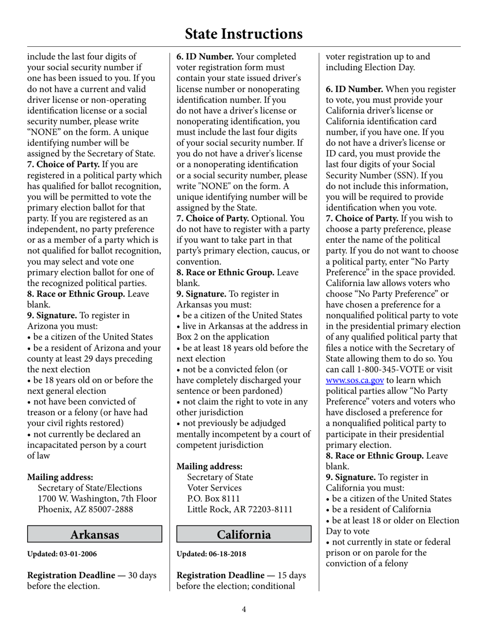 Register to Vote in Your State by Using This Postcard Form and Guide, Page 9