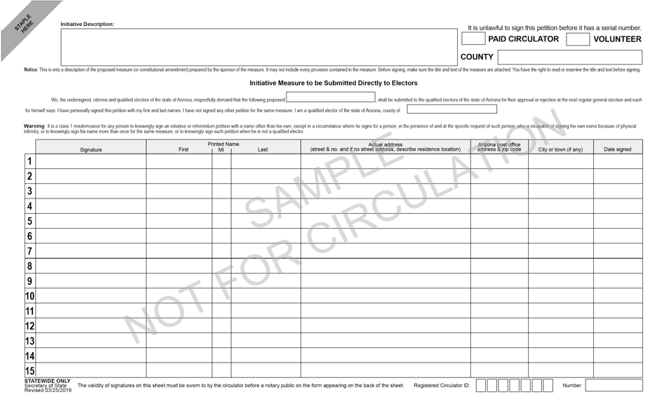 Arizona Statewide Initiative Petition Fill Out, Sign Online and