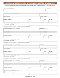 Document preview: Public Body Registration Attachment: Record of Lobbyists - Arizona