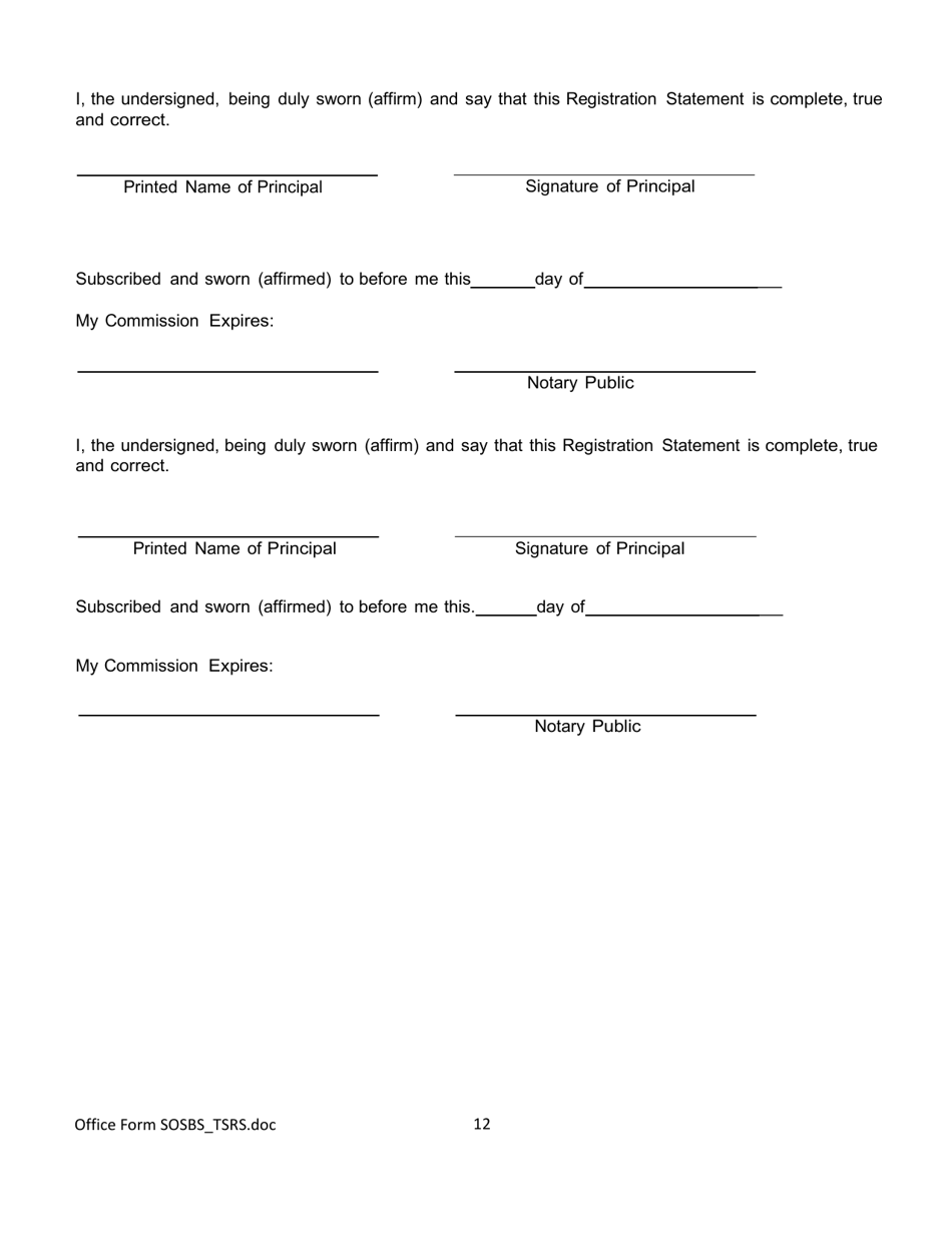 Form SOSBS_TSRS Telephone Seller Registration - Arizona, Page 12