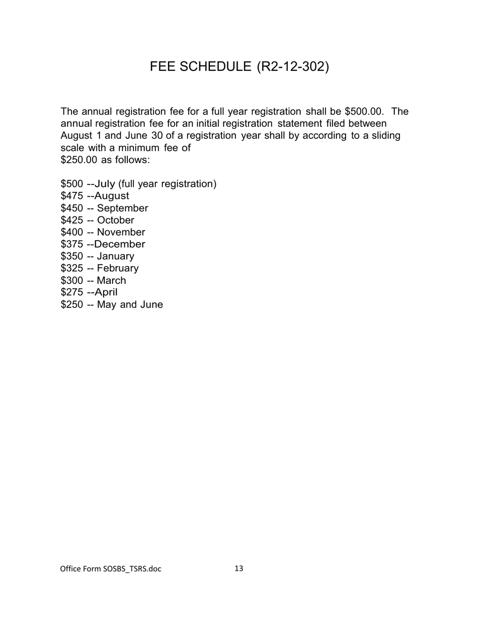 Form SOSBS_TSRS Telephone Seller Registration - Arizona, Page 13