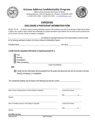 &quot;Expedited Disclosure of Participant Information Form&quot; - Arizona
