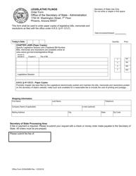 Form SOSADMIN &quot;Legislative Filings Order Form&quot; - Arizona
