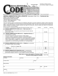 Document preview: Form SOSPUBS016 Subscription Order Form - Commercial Use - Arizona