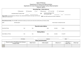 Form ET-1401 A Application for Grain Drying and Storage Facility Utility Exemption - Arkansas, Page 2