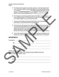 Voluntary Disclosure Agreement for Corporate Tax - Arkansas, Page 2