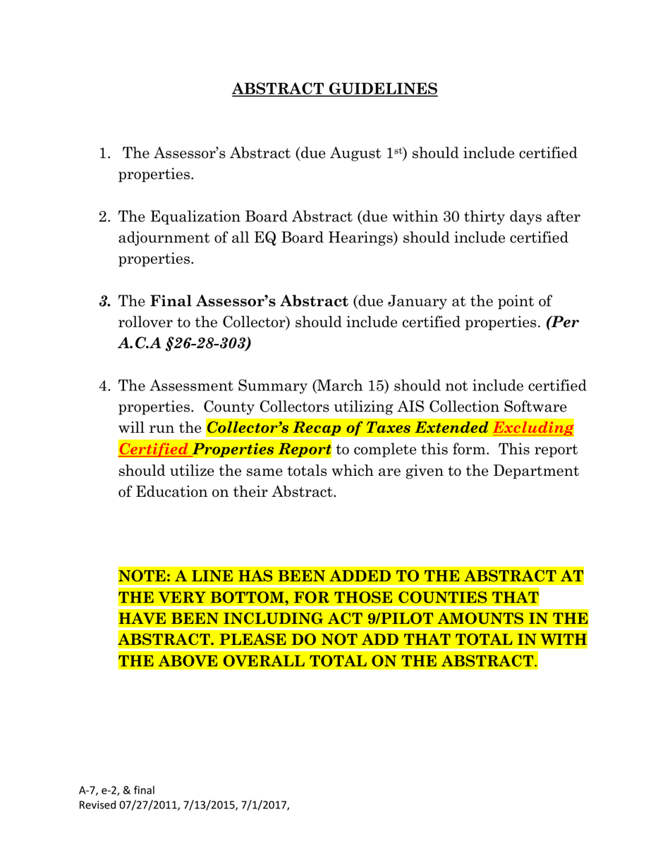 Instructions for Form A-7, A-7B, E-2 - Arkansas, Page 4