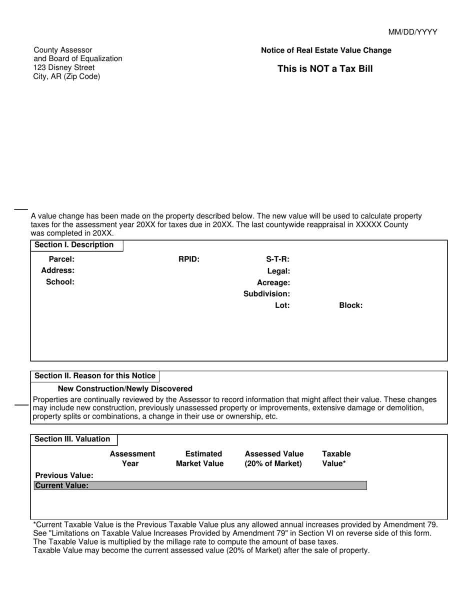 Notice of Real Estate Value Change - Arkansas, Page 1
