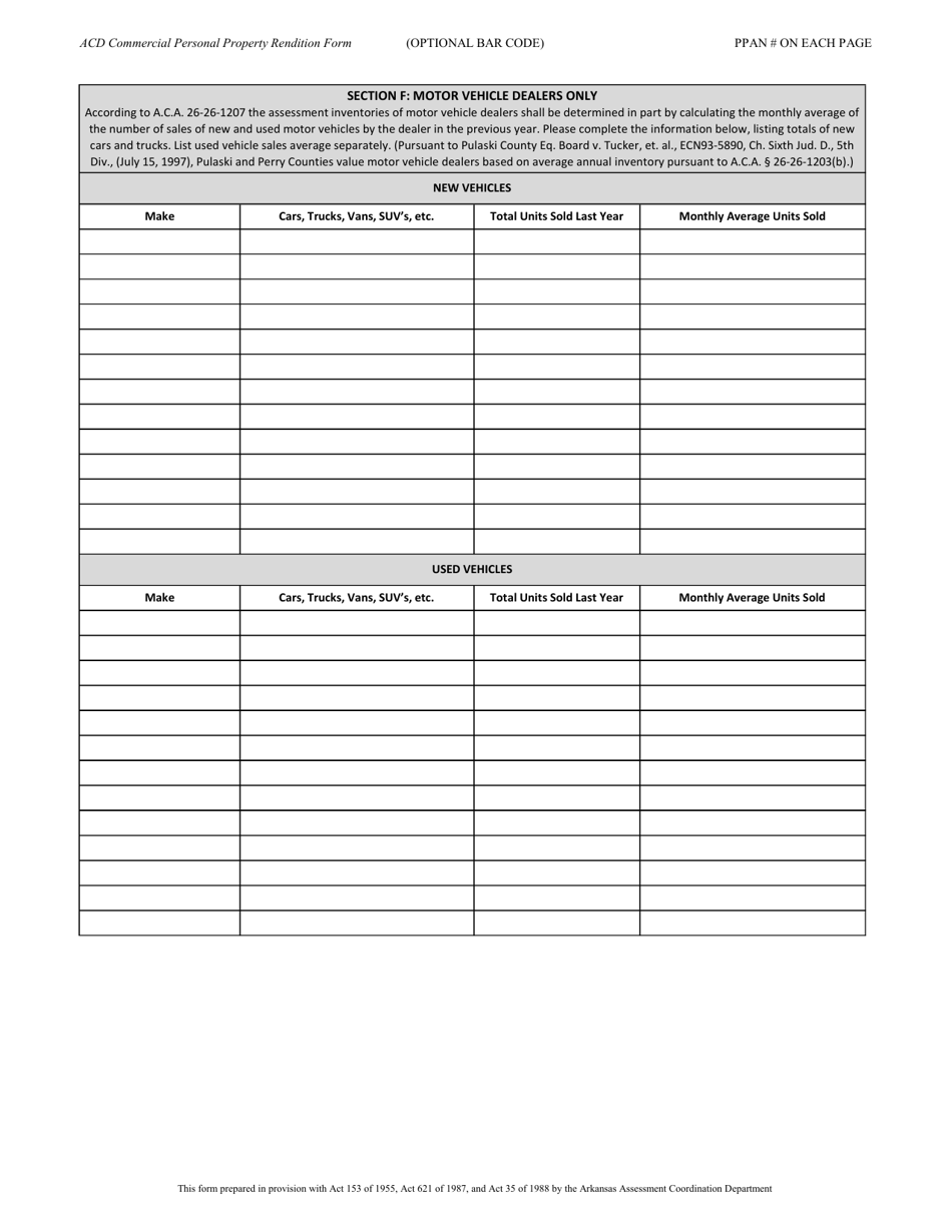 Commercial Personal Property Rendition Form - Arkansas, Page 3